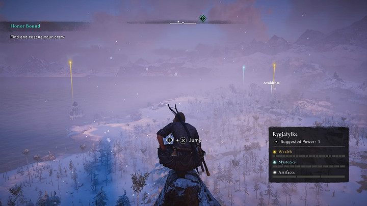 Gdy tylko wejdziesz nieco wyżej zauważysz pierwszy punkt wysokościowy na który warto się wdrapać, by przeprowadzić proces synchronizacji - Assassins Creed Valhalla: Więzy Krwi/Honor Bound - solucja, opis przejścia - Assassins Creed Valhalla - poradnik do gry