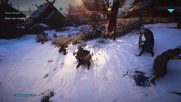 Przeciwnicy będą atakować w grupie więc może dojść do sytuacji w której będziesz zmuszony walczyć z dwoma wojownikami na raz - Assassins Creed Valhalla: Więzy Krwi/Honor Bound - solucja, opis przejścia - Assassins Creed Valhalla - poradnik do gry