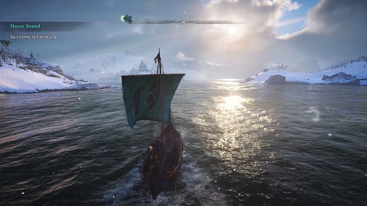 Sterowanie łodzią (Drakkarem) w grze Assassins Creed Valhalla jest bardzo proste - pamiętaj, by postawić żagle, wybrać kierunek i płynąć środkiem rzeki, aby nie obijać się o ląd lub o mijane wysepki - Assassins Creed Valhalla: Więzy Krwi/Honor Bound - solucja, opis przejścia - Assassins Creed Valhalla - poradnik do gry
