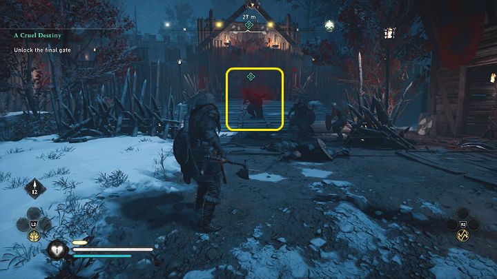 Przed bramą będziesz musiał zmierzyć się z mocniejszym przeciwnikiem - Assassins Creed Valhalla: Okrutny los/A Cruel Destiny - solucja, opis przejścia - Assassins Creed Valhalla - poradnik do gry