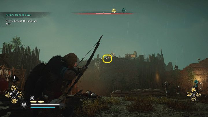 Jeśli chcesz szybko pozbyć się strażników, którzy zajęli miejsca na murach po prostu strzel w czerwone dzbany, by wywołać eksplozję - Assassins Creed Valhalla: Gniew morza/A Fury from the Sea - solucja - Assassins Creed Valhalla - poradnik do gry