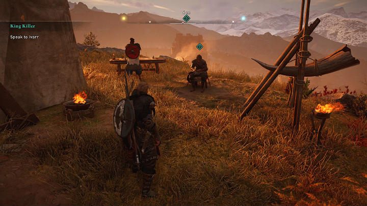 Gdy będziesz już na miejscu i rozbijecie obóz idź porozmawiać z Ivarrem, by rozpocząć szturm na zamek - Assassins Creed Valhalla: Zabójca Królów/King Killer - solucja, opis przejścia - Assassins Creed Valhalla - poradnik do gry