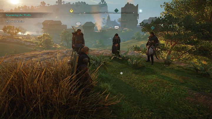 Twoi sojusznicy zebrali się już w obozie wypadowym (Forward Camp) i przygotowują się do nadchodzącej bitwy - Assassins Creed Valhalla: Szturm na mury/Storming the Walls - solucja - Assassins Creed Valhalla - poradnik do gry