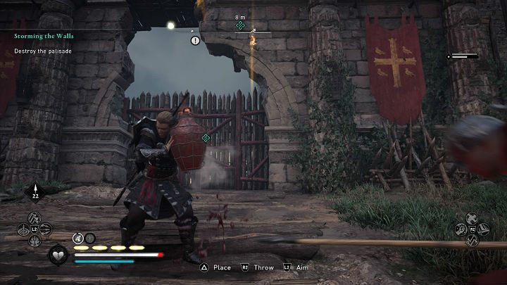 Do zniszczenia drewnianej palisady możesz użyć dzban z oliwą - Assassins Creed Valhalla: Szturm na mury/Storming the Walls - solucja - Assassins Creed Valhalla - poradnik do gry