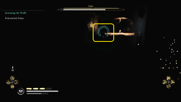 Gdy tylko przeciwnik zniknie z Twojego pola widzenia skorzystaj ze Wzroku Odyna, by go zlokalizować - Assassins Creed Valhalla: Szturm na mury/Storming the Walls - solucja - Assassins Creed Valhalla - poradnik do gry