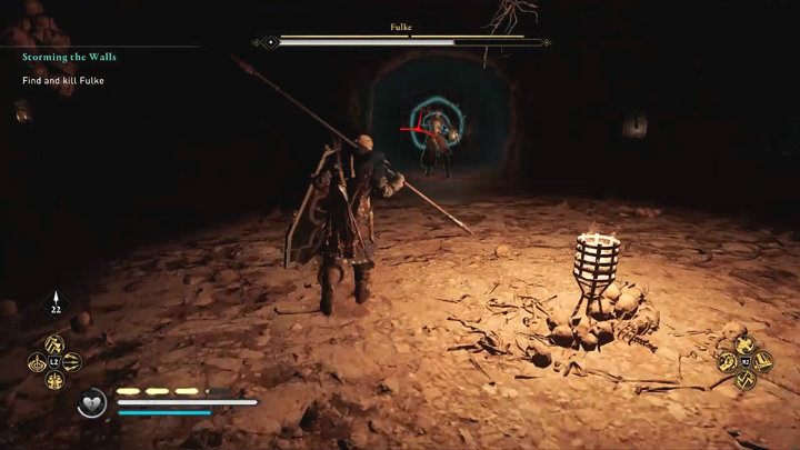 Przeciwnik będzie także robić użytek z ognistych bomb, które wyrządzają obrażenia od wybuchu, ale nie podpalają celu gdy w niego trafią - Assassins Creed Valhalla: Szturm na mury/Storming the Walls - solucja - Assassins Creed Valhalla - poradnik do gry