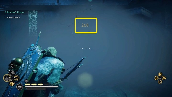 W pierwszej fazie pojedynku doskonale sprawdza się broń dystansowa - zwłaszcza w połączeniu ze spowolnieniem czasu (Focus of the Nornir) - Assassins Creed Valhalla: Stróż brata swego / A Brothers Keeper - solucja - Assassins Creed Valhalla - poradnik do gry