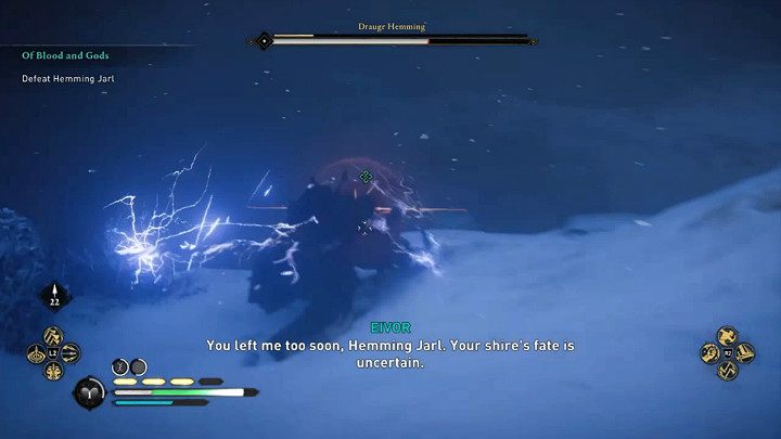 Większość specjalnych ataków Hemminga sygnalizowana jest żółtym rozbłyskiem runy - można je blokować lub parować - Assassins Creed Valhalla: Draugr Hemming - boss, jak pokonać? - Assassins Creed Valhalla - poradnik do gry
