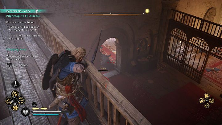 W środku czeka Cię walka z dwoma elitarnymi strażnikami - jeden z nich ma klucz do krypty - Assassins Creed Valhalla: Pielgrzymka do Saint Albanes - solucja, opis przejścia - Assassins Creed Valhalla - poradnik do gry