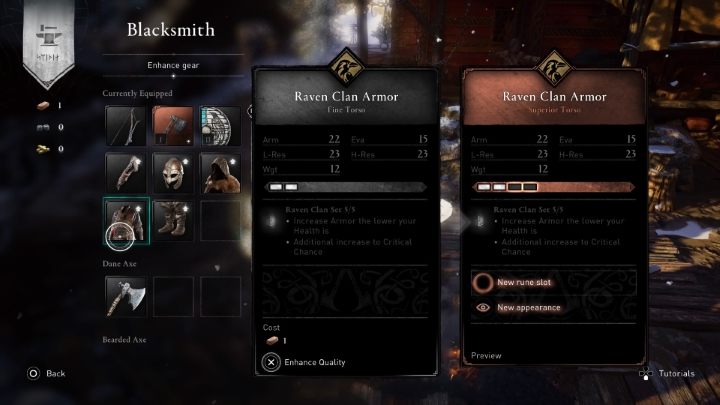 Kolejnym krokiem w ulepszaniu uzbrojenia jest zwiększanie jego jakości - Assassins Creed Valhalla: Crafting - Assassins Creed Valhalla - poradnik do gry