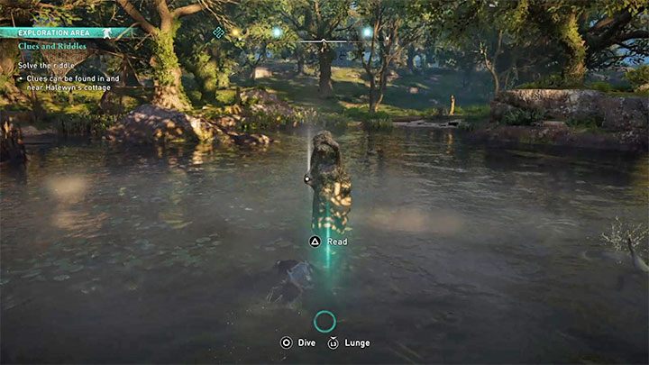 Szósty ślad znajduje się w wodzie obok chatki - Sabrina of the Severn - Assassins Creed Valhalla: Jak rozwiązać zagadkę z łamigłówkami druida? - Assassins Creed Valhalla - poradnik do gry