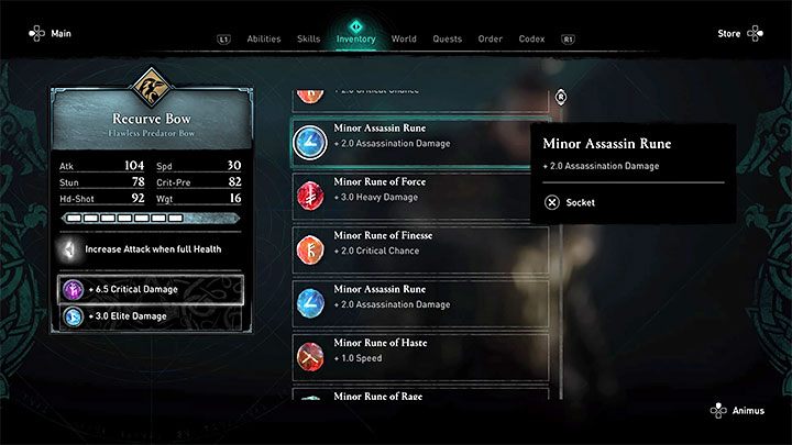 W przypadku run umieszczanych w gniazdach broni (i ewentualnie tarczy) polecamy z bonusami gwarantującymi - Assassins Creed Valhalla: Najlepszy build - asasyn/skrytobójca - Assassins Creed Valhalla - poradnik do gry