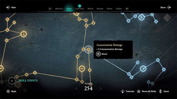Oprócz odblokowywania głównych umiejętności możesz też wybierać mniejsze premie do statystyk, które pomogą ci grać jako skuteczny skrytobójcza - Assassins Creed Valhalla: Najlepszy build - asasyn/skrytobójca - Assassins Creed Valhalla - poradnik do gry