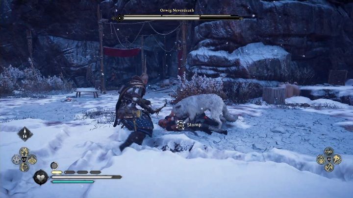 Do tego przeciwnika udaj się z pełną pulą punktów zdrowia, wypełnionym leczeniem oraz w pełni uzupełnionymi punktami adrenaliny - Assassins Creed Valhalla: Zagubiony drengr - Hordafylke, sekrety, lokacje - Assassins Creed Valhalla - poradnik do gry