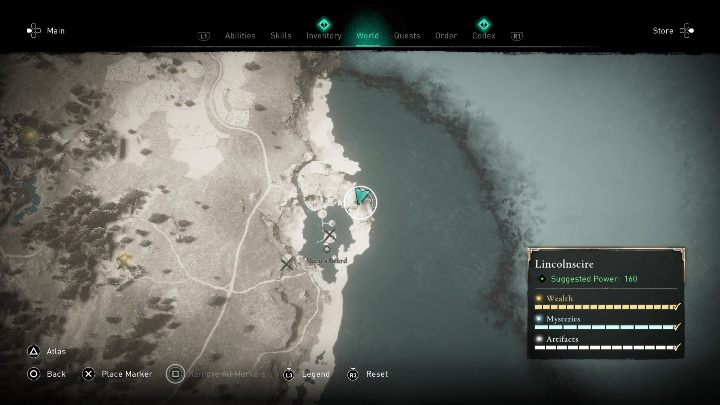 Skarb znajdziesz w południowej części miasta, zaraz obok Brody Skegiego - Assassins Creed Valhalla: Mapa skarbów - Lincolnscire, sekrety, lokacje - Assassins Creed Valhalla - poradnik do gry