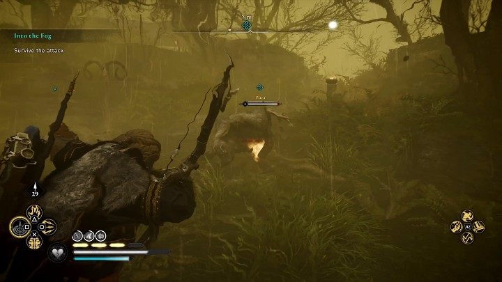 Idąc przez las, dostrzeżecie Puca - idźcie dalej jego śladem - AC Valhalla Gniew Druidów: W objęcia mgły/Into the Fog - solucja - Assassins Creed Valhalla - poradnik do gry