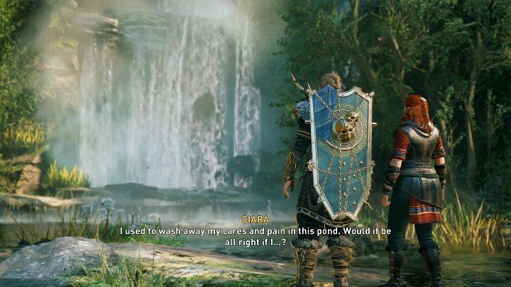 Po walce skonfrontujcie się z Przeklętą, a następnie dołączcie do Ciary przed wodospadem - AC Valhalla Gniew Druidów: W objęcia mgły/Into the Fog - solucja - Assassins Creed Valhalla - poradnik do gry