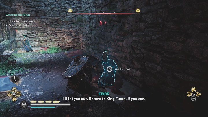 Przekradnijcie się na obszar okrągłej fortecy, zejdźcie na najniższy poziom i uwolnijcie przetrzymywanych tam wojowników - AC Valhalla Gniew Druidów: Zjednywanie królów/Courting the Kings - solucja - Assassins Creed Valhalla - poradnik do gry