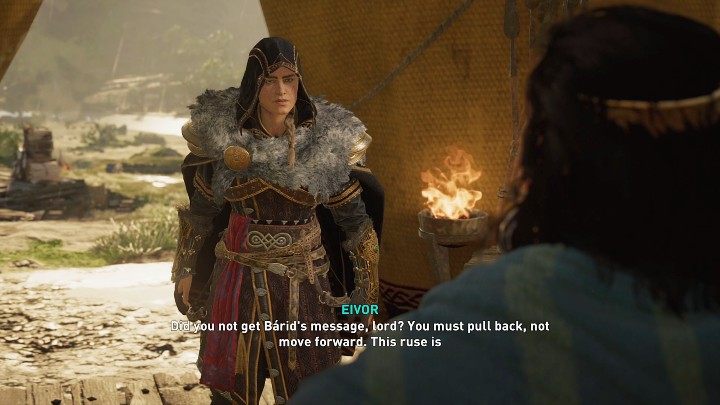 Pomimo tego, że Flann otrzymał wiadomość Barida, nie zamierza odpuścić i szykuje się do wymarszu - AC Valhalla Gniew Druidów: Pod pozorem dyplomacji - solucja - Assassins Creed Valhalla - poradnik do gry