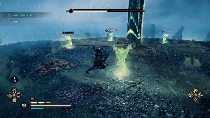 Na początku drugiego etapu pojedynku Ciara przyzwie kilka duchów Druidów, którzy będą pobierać moc z obelisku - AC Valhalla Gniew Druidów: Cena zdrady/The Cost of Betrayal - solucja - Assassins Creed Valhalla - poradnik do gry
