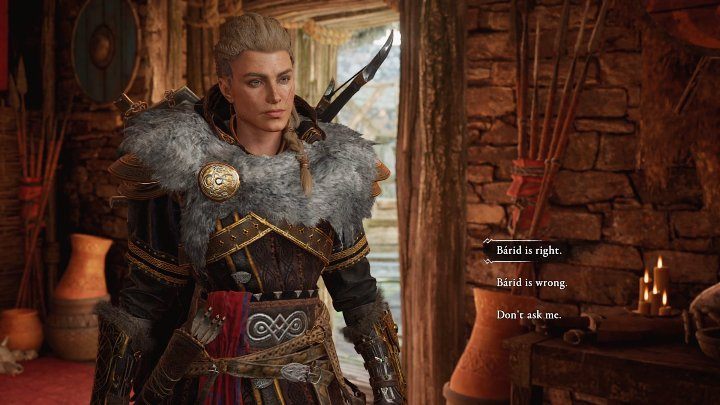 W trakcie rozmowy z Flannem Barid stara się przekonać króla, że zamiast szykować się do ataku, warto najpierw spróbować dyplomacji - AC Valhalla Gniew Druidów: Czy Barid ma rację? Ważny wybór - Assassins Creed Valhalla - poradnik do gry
