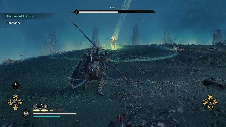 Ciara może wykorzystywać moc obelisku, aby regenerować utracone zdrowie - AC Valhalla Gniew Druidów: Jak pokonać ostatniego bossa Ciara? - Assassins Creed Valhalla - poradnik do gry