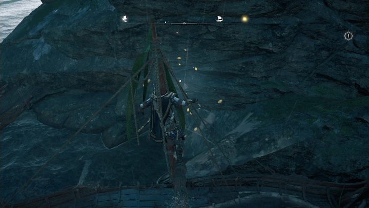 Koniec: Kartka zatrzyma się na jednym ze zniszczonych masztów - AC Valhalla Gniew Druidów: Karta niesiona wiatrem - Ulster, sekrety, lokacje - Assassins Creed Valhalla - poradnik do gry