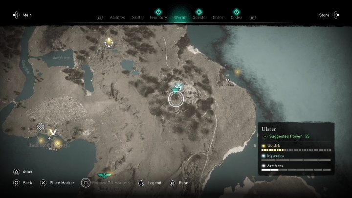Ołtarz ofiarny znajdziecie we wschodniej części regionu, w okolicy punktu synchronizacji - AC Valhalla Gniew Druidów: Ołtarz ofiarny - Ulster, sekrety, lokacje - Assassins Creed Valhalla - poradnik do gry