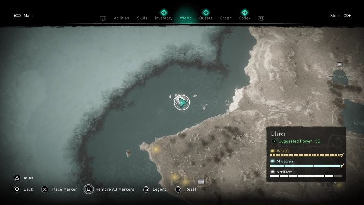 Lokacja przeklętego miejsca: Na zachodniej części regionu, na dużej skale - AC Valhalla Gniew Druidów: Przeklęty symbol - Ulster, sekrety, lokacje - Assassins Creed Valhalla - poradnik do gry