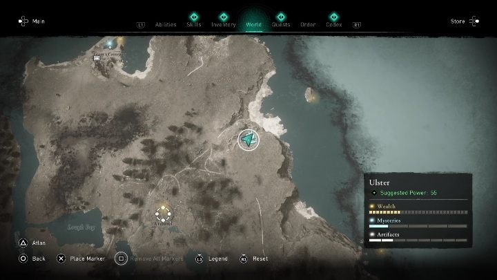 Próbę Morgany znajdziecie idąc na zachód od obozu - Kells Abbey - AC Valhalla Gniew Druidów: Próby Morgany - Ulster, sekrety, lokacje - Assassins Creed Valhalla - poradnik do gry