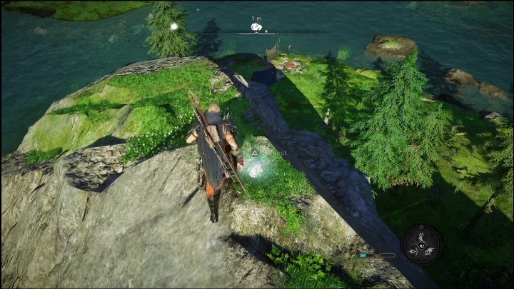 Ten kamyk leży na szczycie góry, położonej na małej wysepce pośrodku jeziora - AC Valhalla Świt Ragnaroku: Nieoszlifowany kamień (Vangrinn) - lista wszystkich - Assassins Creed Valhalla - poradnik do gry