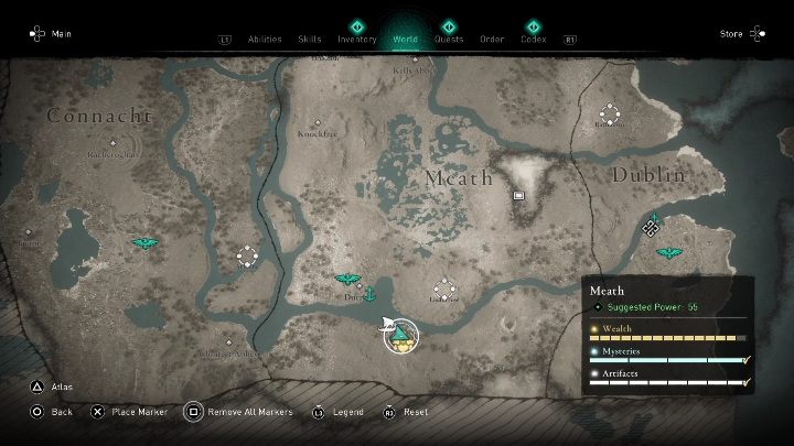 Tę skrzynie znajdziecie na południowej części mapy, w okolicach rzeki Liffey - AC Valhalla Gniew Druidów: Wyposażenie - Meath, sekrety, lokacje - Assassins Creed Valhalla - poradnik do gry