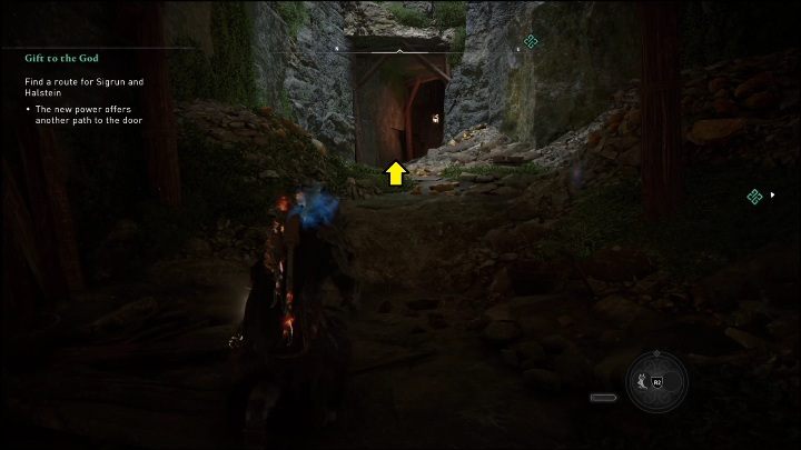 Następnie przeciśnijcie się przez wąskie przejście i skręćcie w prawo - AC Valhalla Świt Ragnaroku: Dar dla boga (Gift for the God) - opis przejścia - Assassins Creed Valhalla - poradnik do gry