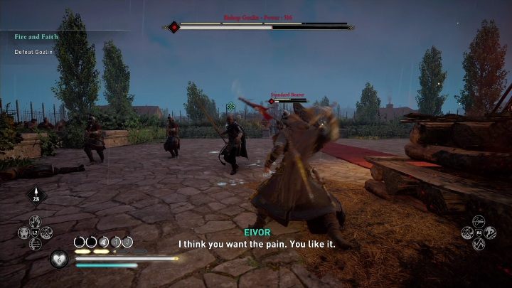 Gozlin często szarżuje, dobrze jest, więc trzymać się z tyłu bądź po jego bokach, aby nie stać bezpośrednio na drodze jego ataku - AC Valhalla Oblężenie Paryża: Ogień i wiara - solucja, opis przejścia - Assassins Creed Valhalla - poradnik do gry