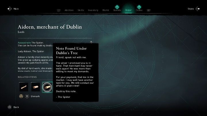 Pająk (Aideen, handlarka z Dublinu) nie łączy się z zadaniami fabularnymi - AC Valhalla Gniew Druidów: Dzieci Danu - lista, wszystkie wskazówki - Assassins Creed Valhalla - poradnik do gry