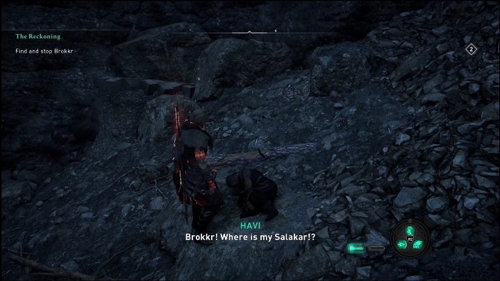 Na miejscu użyjcie mocy Kruka, dzięki niej szybko namierzycie krasnoluda leżącego na skałach - AC Valhalla Świt Ragnaroku: Czas sądu (The Reckoning) - opis przejścia - Assassins Creed Valhalla - poradnik do gry