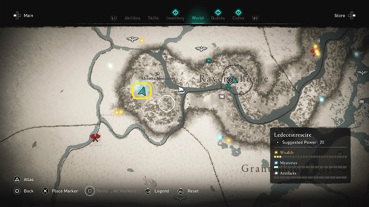 W miejscu zaznaczonym na powyższym obrazku spotkasz dziecko, Mae, która najwidoczniej przejmuje się losem jakiegoś liścia na drzewie - Assassins Creed Valhalla: Ostatni jesienny liść/The Last Leaf of Fall - solucja - Assassins Creed Valhalla - poradnik do gry