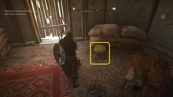 Liść możesz podnieść i zanieść go do chatki, a następnie położyć go na taborecie zaraz przy posłaniu dziewczynki jednak nie wpływa to w żaden sposób na nagrodę, którą otrzymasz za wykonanie tego zadania - Assassins Creed Valhalla: Ostatni jesienny liść/The Last Leaf of Fall - solucja - Assassins Creed Valhalla - poradnik do gry