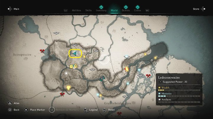 W miejscu zaznaczonym na powyższym obrazku spotkasz dwóch mężczyzn kłócących się o to, że żaden z nich nie zabrał pochodni chociaż mieli spalić pobliską chatę, by poćwiczyć Najazd (Raid) - Assassins Creed Valhalla: Saga o półgłówkach 1/The Twit Saga 1 - solucja - Assassins Creed Valhalla - poradnik do gry