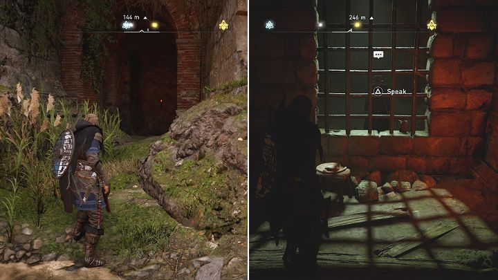 By dostać się do kobiety i rozpocząć questa musisz zeskoczyć na ziemię, tuż przy rzece, a następnie wejść do ciemnego tunelu (uwaga, w środku są węże - Assassins Creed Valhalla: Cuchnący wywar/The Stink-Brew - solucja - Assassins Creed Valhalla - poradnik do gry