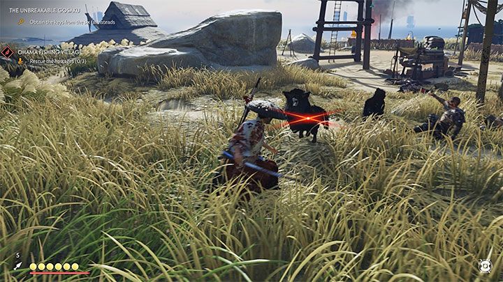 Oprócz ludzi w grze okazjonalnie trzeba także zabijać psy obronne oraz niedźwiedzie - Ghost of Tsushima: Walka bezpośrednia - styl Samuraja - Ghost of Tsushima - poradnik do gry