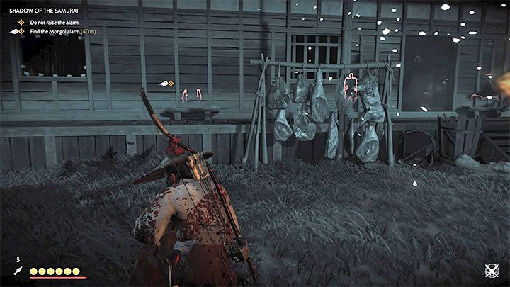 Podczas skradania się warto polegać na skupionym słuszeniu (Focused Hearing), czyli na skanowaniu otoczenia aktywowanym poprzez wciśnięcie touchpada - Ghost of Tsushima: Skradanie się - styl Ducha - Ghost of Tsushima - poradnik do gry