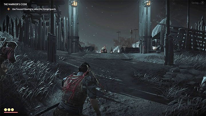 Po raz pierwszy możesz skorzystać ze skupionego słyszenia (Focused Hearing), które aktywuje się wciśnięciem panelu dotykowego - Ghost of Tsushima: Kodeks wojownika (The Warriors Code) solucja, opis przejścia - Ghost of Tsushima - poradnik do gry