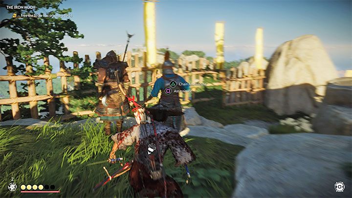 Niektórzy wrogowie będą stali blisko siebie i możesz w różny sposób rozwiązywać te problemy, np - Ghost of Tsushima: Żelazny hak (The Iron Hook) solucja, opis przejścia - Ghost of Tsushima - poradnik do gry