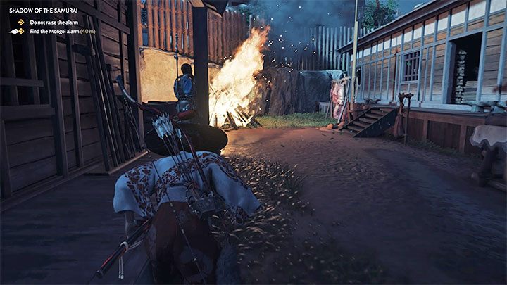 W tej części misji nie możesz doprowadzić do wszczęcia alarmu, bo będzie to oznaczało zawalenie całej misji - Ghost of Tsushima: Cień samuraja (Shadow of the Samurai) solucja, opis przejścia - Ghost of Tsushima - poradnik do gry