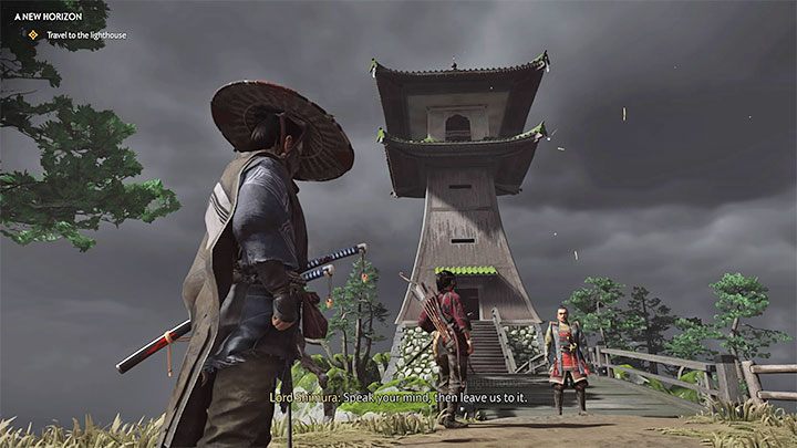 Latarnia morska Akashima Lighthouse sąsiaduje z zabezpieczonym przed kilkoma chwilami fortem - Ghost of Tsushima: Nowy horyzont (A New Horizon) solucja, opis przejścia - Ghost of Tsushima - poradnik do gry