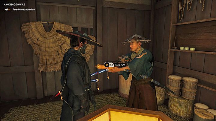 Jin po dotarciu do Zatoki Umugi zostanie zatrzymany przez jednego ze strażników, ale nie musisz obawiać się żadnych walk, bo jest to sojusznicza lokacja - Ghost of Tsushima: Wiadomość w płomieniach (A Message in Fire) solucja - Ghost of Tsushima - poradnik do gry