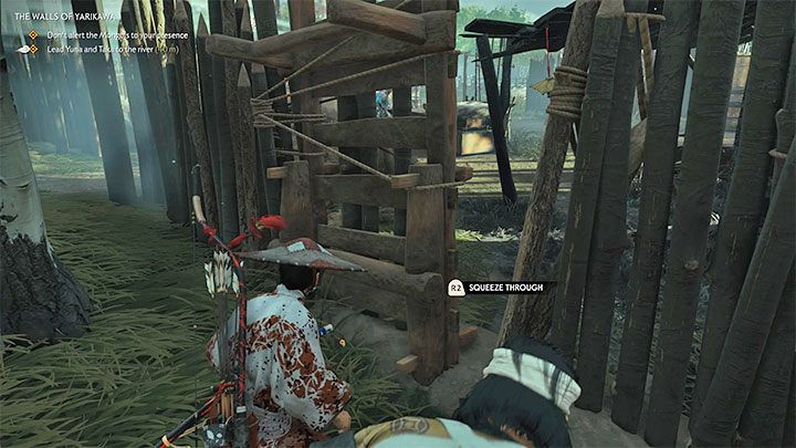 Zaczekaj aż przeciwnik na koniu wyruszy w prawo i przekradnij się szybko na drugą stronę ścieżki - Ghost of Tsushima: Mury Yarikawy (The Walls of Yarikawa) solucja, opis przejścia - Ghost of Tsushima - poradnik do gry
