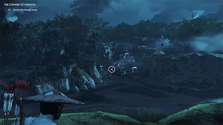 Scena rekonesansu nie wyróżnia się niczym szczególnym - odnajduj po prostu interaktywne obszary pozwalające na wciśnięcie X i wysłuchanie komentarza - Ghost of Tsushima: Tchórz Yarikawy (The Coward of Yarikawa) solucja - Ghost of Tsushima - poradnik do gry