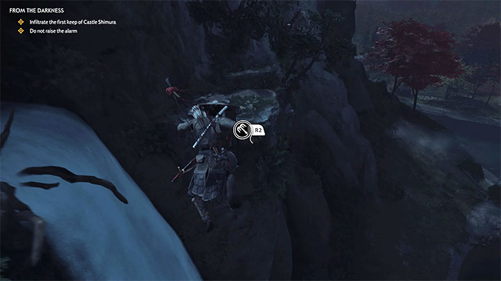 Przejdź nad wodospadem po powalonym drzewie - Ghost of Tsushima: Z ciemności (From the Darkness) solucja, opis przejścia - Ghost of Tsushima - poradnik do gry